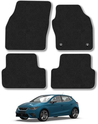 Seat Ibiza (2017+) Carpet Car Mats | Grey Edge Trim Tailored Fit Floor Mats Full Coverage Protection Accessories Easy Clean Anti Slip Made in the UK