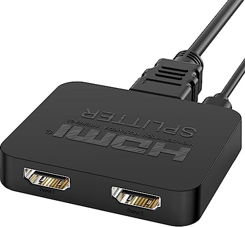 J&D 4K HDMI Répartiteur 1 Entrée 2 Sortie, avec Câble HDMI et Câble USB-Micro pour TV PS4 Xbox Séparateur D'entrée HDMI pour 4K, Full HD 1080P et Vidéo 3D, pour Double Moniteur Duplicate/Mirror Only