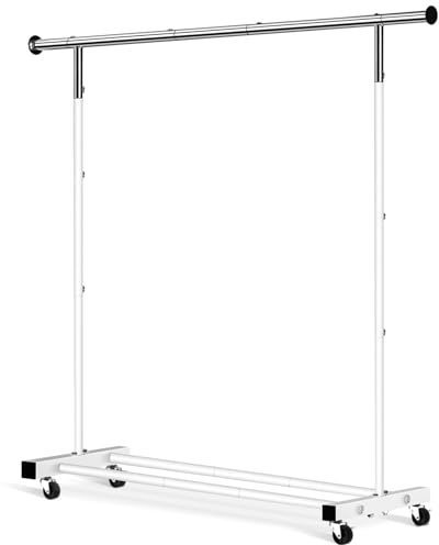 VICERII Kleiderständer, 140 cm, robuster Kleiderständer, rollender Kleiderständer mit Rollen und Bodenablage, 59 kg Kapazität, Kleiderständer zum Aufhängen von Kleidung, Mänteln, Hemden, Pullovern,