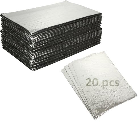 ZOFUN 20 Pcs 7 mm/276 mil Car Sound Deadening Mats, 40 x 25 cm/15.7 x 9.8 inch Van Insulation Self Adhesive Foil, 21.53 sqft Heat Shield Sound Insulation Foam Mats for Car Trunk Door Floor Ceiling