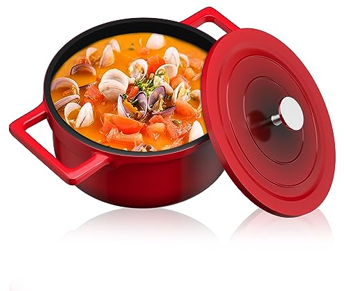 Kochtopf Homelux 24cm Topf Induktions Kochtöpfe mit Deckel, Antihaftbeschichtung, 4,6L Suppentöpfe aus Aluminium für alle Herdarten(H-KC24)