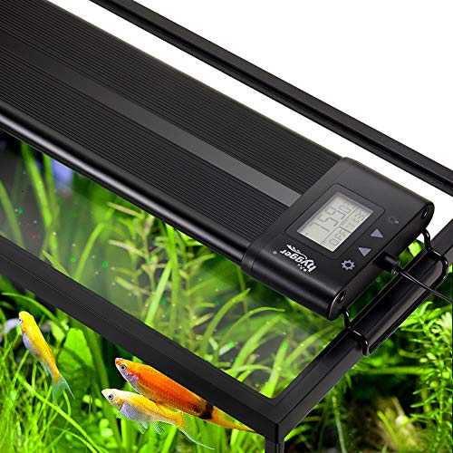 hygger Aquarium LED Beleuchtung,20W Vollspektrum Aquarium Beleuchtung mit LCD Einstellung, Sunrise Sunset Moon und DIY Modus, Einstellbare Timer Aquarium Licht mit 7 Farben für 30-45cm Aquarien