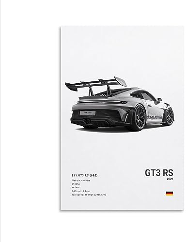 Auto-Poster 911 GT3RS, Rennwagen, Wandkunst, Vintage-Auto-Poster für Herren, Auto-Kunstdrucke, 911, Leinwand, gerahmt, ungerahmt, 30 x 45 cm