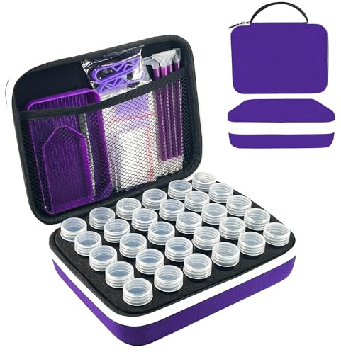 LIRUNQIU Diamond Painting Storage Containers, 30 Slots Diamond Painting Accessories and Tools for Diamond Art Organizer Case