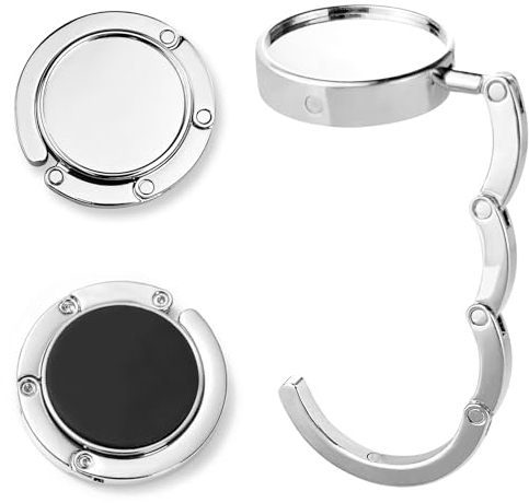 Diompirux 2 pezzi Gancio per Borsa Pieghevole per Tavolo, Appendi Borsa in Alluminio Pieghevole Antiscivolo Antigraffio, Appendiabiti da Tavolo Gancio Titolare, Idea Regalo per Donne