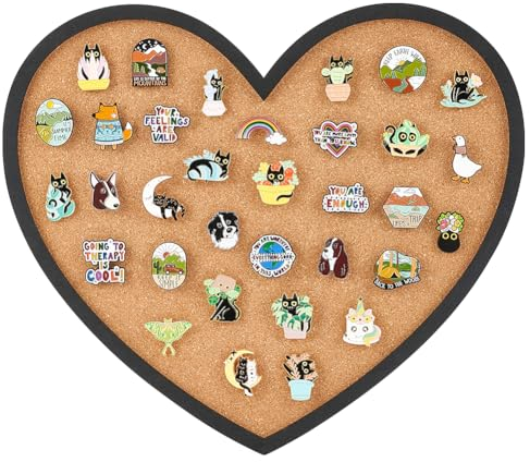 BENECREAT Pinnwand, Herz-Korktafel, Bulletin-Anzeigetafel, 2cm Dickes Korkbrett Zur Wandmontage Zur Aufbewahrung von Broschennadeln, Büro-Heim-Festival-Valentinstag-Dekoration, 32.8x29.9cm