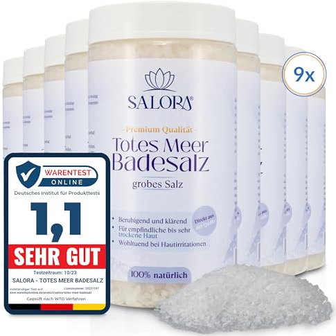 Salora ® Original Totes Meer Badesalz 10 kg [Frei von Zusatzstoffen] - Premium Meersalz Badesalz aus Jordanien - Vollbad oder Fußbad Salz mit Peeling Effekt - Vorteilspack