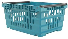 HomeHQ Bale Arm Crate, Nesting Ventilated Plastic Basket, Stacking Supermarket & Storage Crate (400x300x200mm) (BLUE)