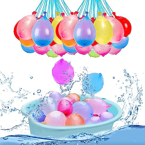 Keaistar 333 Stück Wasserbomben Selbstschließend, Bunt Gemischt Wasser Luftballons Schnellfüller Wasserballons Kit Wiederverwendbare Wasserbomben Happy Water Bombs für Wasserspiele Sommer Party