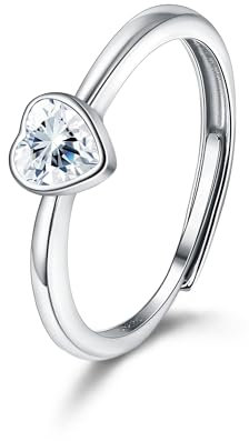 JeweBella 925 Sterling Silber Ringe für Damen Verstellbarer Verlobungsring Eheringe Glänzend Cubic Zirkonia Ring Fingerring Trauringe Engagement Promise Ring für Frauen Paar Ring Schmuck