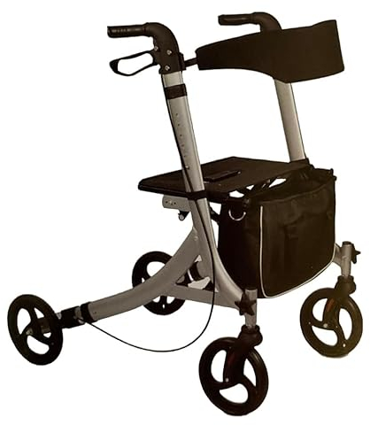 Krone Rollator - Faltbarer Gehwagen mit Sitz, Silber, Erwachsener, Aluminium