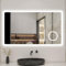 Biubiubath LED Wandspiegel 140x80cm Touchschalter Beschlagfrei Badspiegel mit Beleuchtung Bluetooth Uhr 3X Schminkspiegel 3 Lichtfarbe 3000-6500K Dimmbar IP44