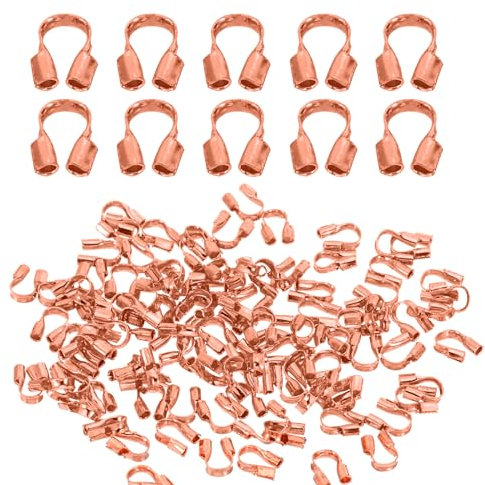 PATIKIL 0.7mm Hole Wire Guard Thread Protector, 100Pcs Alloy U Shape Loop for Jewelry Making Necklace Bracelet Earring DIY Crafts Accessories, Rose Gold