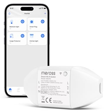 meross 10A interruttore smart, Smart interruttore WiFi Intelligente Relé Wireless Universale, Funzione Timer, App Remoto e Timer Programma, Compatibile Con Alexa, Google Home, Smartthings