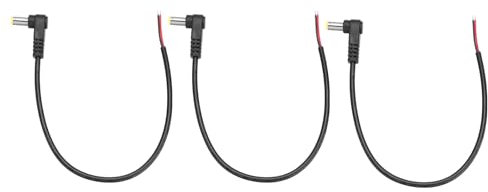 QUARKZMAN 3Pcs Câble d'Alimentation Remplacement 5,5mm x 2,1mm Angle Droit 90 Degrés Fiche Mâle d'Alimentation DC à Nu Fil Connecteur Adaptateur pour Caméra de Surveillance DC, 0,25m
