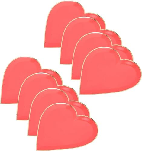 20 piatti a forma di cuore, riutilizzabili, per feste, decorazione per festa della mamma, San Valentino, feste di nozze (rosso)