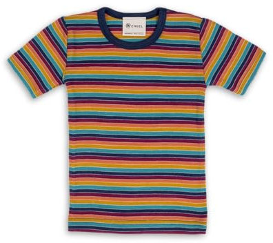 Engel Natur, Maglietta intima per bambini, a maniche corte, 70% lana merino, 30% seta, multicolore, 116