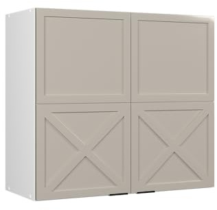 Vicco Küchenglasschrank Fame-Line, GrauBeige, 80 cm, zur Kombination mit weiteren Modulen der Fame-Line Serie