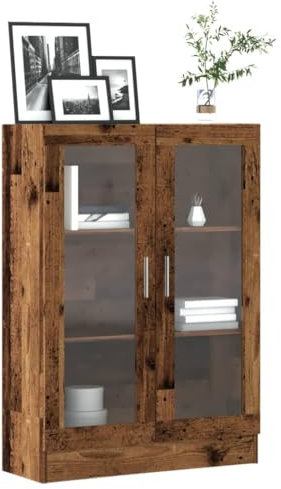 Myheimly Bücherschrank mit viel Stauraum, Beistellschrank für Schlafzimmer Wohnzimmer Büro, Büroschrank Schrank, Eichen-Optik Holzwerkstoff Altholz-Optik 82,5x30,5x115 cm Holzwerkstoff