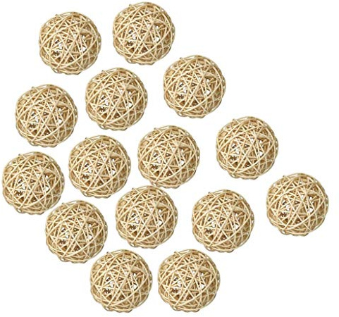 Rattan-Kugeln, 4 cm, rustikal, für Hochzeit, Party, Dekoration, Basteln, 15 Stück