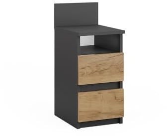 Vicco Kommode Monty, Anthrazit/Goldkraft Eiche, 25 x 59.1 cm mit 2 Schubladen