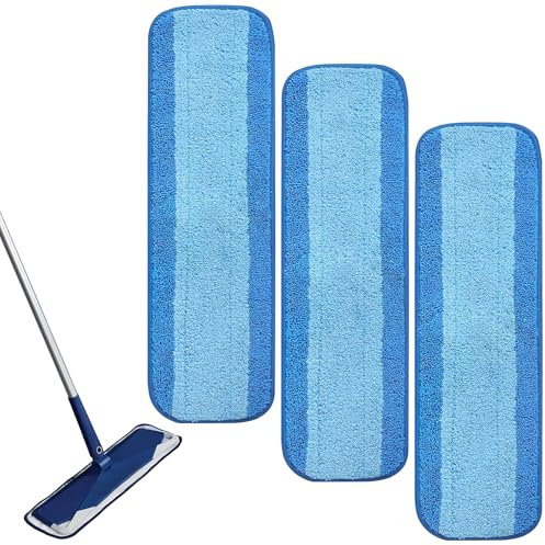 3 Pack Microfiber Cleaning Pads for Bona, 18 Inch Reusable Mop Refill Pads Washable Scrub Mop Head Replacement for Multi-Surface Wet Dry Floor Cleaning Hardwood Laminate and Hard-Surface Floor