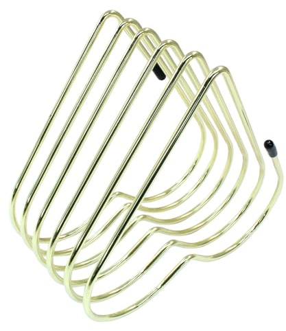 Zorfeter 2 Pcs Heart Shaped File Holder, Iron Storage Rack Vinyl Record Organizer, 5 Slot Desktop Book Storage Rack for Office Home Decor/Book Lovers(Gold)