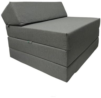 FORTISLINE Klappmatratze 200x70x10 cm - 3-teilige Faltmatratze - klappbare Gästematratze - Campermatratze mit wasserfestem Outdoor-Bezug - Würfelmatratze - Gästebett - Wohnwagenmatratze - Dunkelgrau