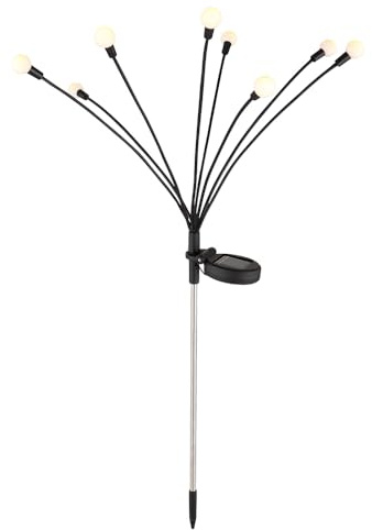 GLOBO LED Solarlampe Außenleuchte Gartendeko Erdspieß Solarleuchte 8 flammig Terrassenlampe beweglich, schwarz opal, warmweiß, LxH 20 x 70 cm