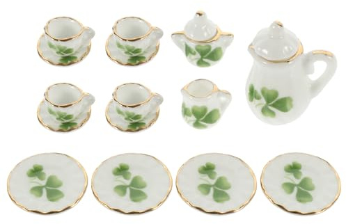 Toddmomy Mini Ceramic Tea for Doll House Miniature Teapot Cups Pretend Play Toy Realistic Decorative Supplies