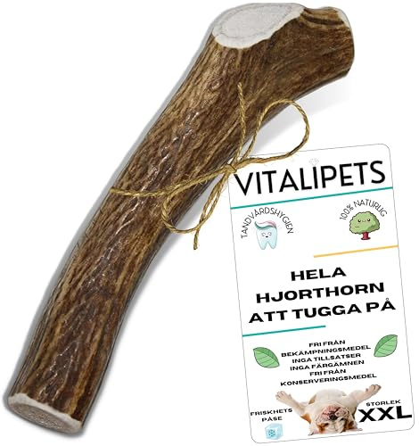 VITALIPETS Hirschgeweih für Hunde, Größe XXL Hunde über 35 kg | Natürliche Zahnreinigung, Langanhaltender Kauspaß, 100% Natürliche Mineralienquelle, Stressabbau