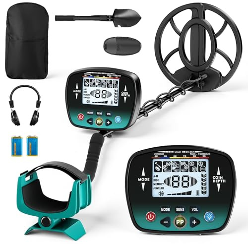 Professioneller Metalldetektor mit IP68-wasserdichter Spule, 5 Suchmodi, 10 Zoll Tiefe, leicht & höhenverstellbar, INKL. Kopfhörer & Schaufel für Outdoor-Schatzsuchen Metalldetectors TX910