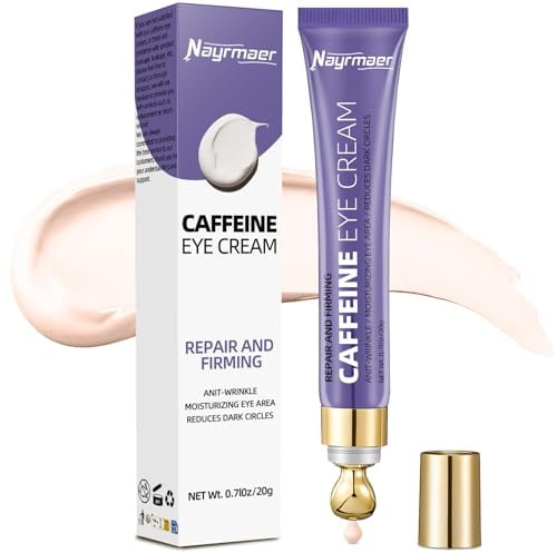Nayrmaer Koffein Augencreme 20g, Anti-Aging & Friming Augencreme mit Augenroller, Reduziert Augenringe & Schwellungen, Feuchtigkeitsspendend mit Niacinamid, Hyaluronsäure