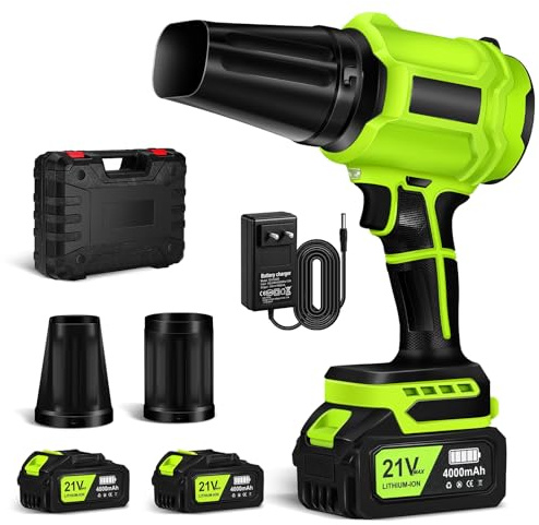 JUOIFIP Soplador de Hojas con 2 Batería, Soplador Turbo Jet 800000 RPM