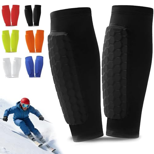 Schienbeinschoner, 1 Paar Schienbeinschoner Skifahren, Atmungsaktiv & Stoßfest Skiguard Socks für Ski Fußball Radfahren Klettern, Schienbeinschonerhalter für Kinder Erwachsene
