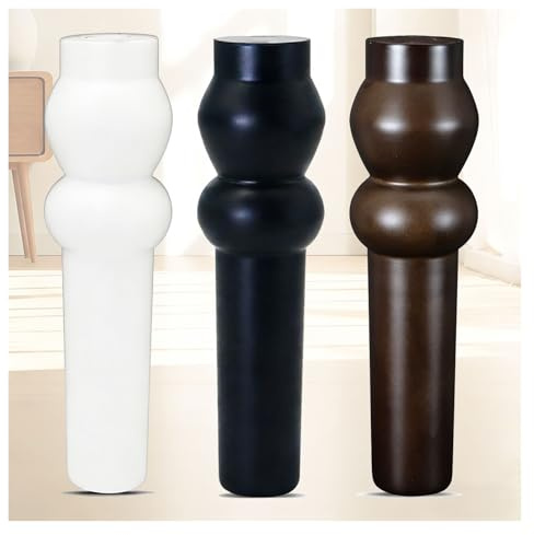Pieds De Table En Bois Chêne Naturel Rond, Set 4, Meuble Scandinave Avec Vis, Pied Support Rechange Pour Canapé Commode TV(Noir,15cm/5.9in)