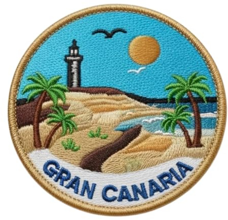 Gran Canaria Canary Islands Patch (3 Inch) Iron-on/Sew-on Badge Travel Europe Souvenir Spain Island Vacation Emblem Holiday Gift Patches