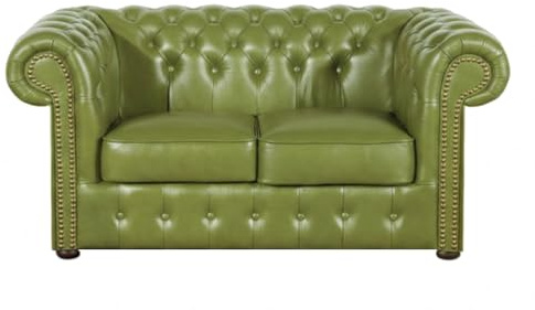 Generisch VELCHESTER Chesterfield 2-Sitzer Sofa in Olivgrün, Italienisches Echtleder, 160 cm, Handgefertigt, Luxuriöses Design