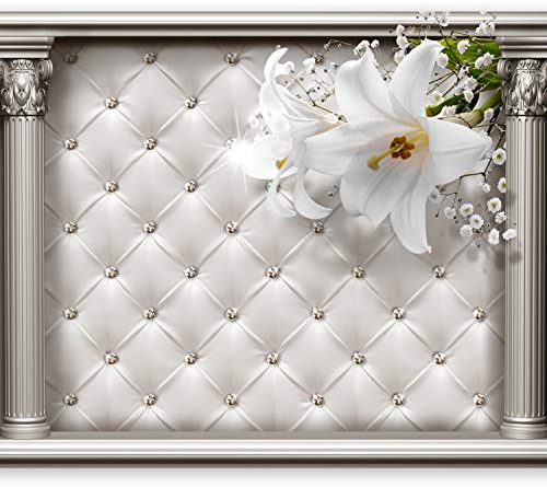 murando - Vlies Fototapete 3D Effekt 350x256 cm - Foto Tapete Schlafzimmer Wohnzimmer Moderne Vliestapete XXL Wandtapete Motivtapeten Bildtapete 3d Effekt Wand Dekoration - Blumen Lilien a-C-0104-a-a