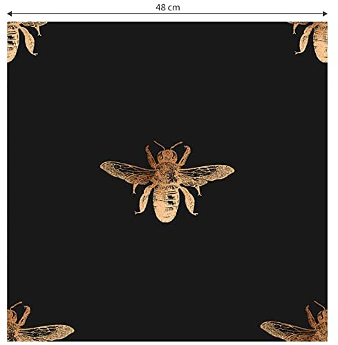 K&L Wall Art Vintage Tapete Biene Büro Vliestapete Bienenkönigin Mustertapete Retro Natur Tapeten Schwarz Gold 0.48 m x 5.28 m