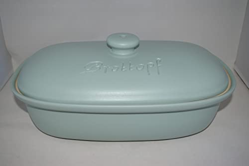 Töpferei Seifert Brottopf Salbei Gross 40 cm | Brotkasten | Brotbox | Brotdose | Brotbehälter | Steinzeug | LxB 41x25