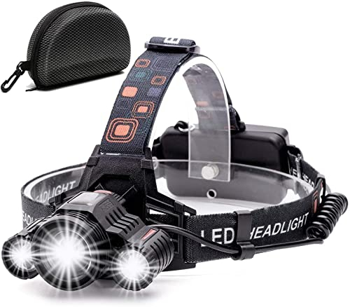 XM-L T6, Torcia frontale a LED ad alta potenza, 6000 lumen, 4 tipi di luce, batteria 18650, 3 LED, per campeggio, pesca, ciclismo
