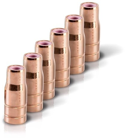 STAHLWERK Original Fülldrahtdüse Gasdüse für Fülldraht Schweißen MIG MAG passend für AK15/MB15 Brenner bis zu 200A FLUX gasloses Schweißen Schweißzubehör 6er SET