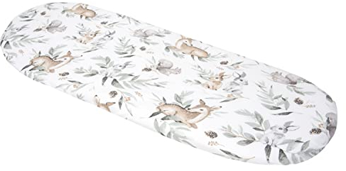 Medi Partners Baby Spannbettlaken Kinderwagen Laken 86x40 Bettlaken Stubenwagen - 100% Baumwolle Fitted Sheet für Beistellbett Babybett Bezug (Rehe in den Blättern)