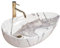 Rea Aufsatzwaschbecken GRETA 65 THUNDER SHINY Waschtisch Handwaschbecken Waschschale Waschbecken für Badezimmer aus hochwertiger Keramik 655 x 390 x 135 mm (Weiß, Marmorimitat)