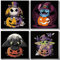 UNIQUORS Malen Nach Zahlen Kinder mit Rahmen 4 Stück Halloween, Stitch Leinwand Gemälde Set Erwachsene für Anfänger Zahnlos, Baby Yoda, Paint by Numbers Horror Jack Skellington, 20 x 20 cm