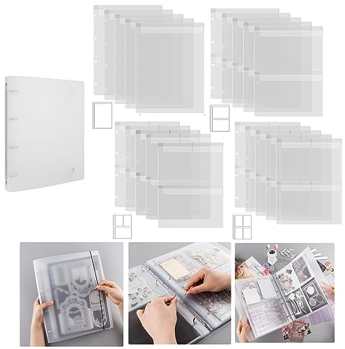 Briartw Bastelaufbewahrungs-Organizer, 1 A4-Stanzschablonen-Set und 20 Einsätze, Einsätze mit einem, zwei, drei, vier Taschen zur Aufbewahrung von Bastelbedarf, Karton, Aufkleber, Stempel,