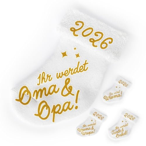 goldprintz I Ihr werdet Oma und Opa I Schwangerschaft verkünden 2026 I goldig bedruckte Babysocke I herzliches Geschenk I Uroma und Uropa I Tante und Onkel I Papa