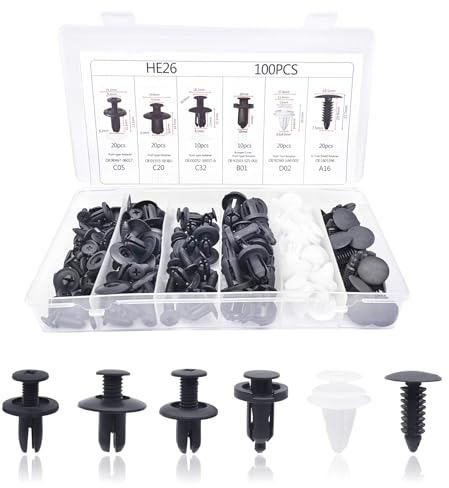 Peslogy 100pcs Plastic Car Body Trim Clips Universal Auto Rivet Fasteners Expansion Screws Push Type Retainers Clips Bumper Clips Panel Clips Car Accessories with Storage Box