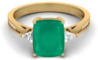 3,00 Ctw Kissenform Grüner Onyx Edelstein 925 Sterling Silber Solitär Damen Verlobungsring Gold Vermeil, 54